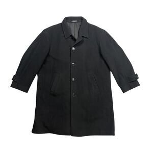 Vintage Andrew Fezza Overcoat Mens 42 Regular Black Cashmere Blend Made Italy